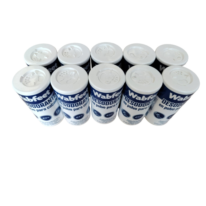 WABFEET - Polvos Desodorantes para Calzado Wabfeet — Pack 10 Botes de 100gr — Máximo Ahorro para Uso Intensivo