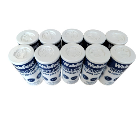 WABFEET - Polvos Desodorantes para Calzado Wabfeet — Pack 10 Botes de 100gr — Máximo Ahorro para Uso Intensivo
