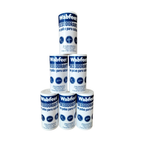 WABFEET - Polvos Desodorantes para Calzado Wabfeet — Pack 6 Botes de 100gr — Ahorro para Uso Familiar o Profesional