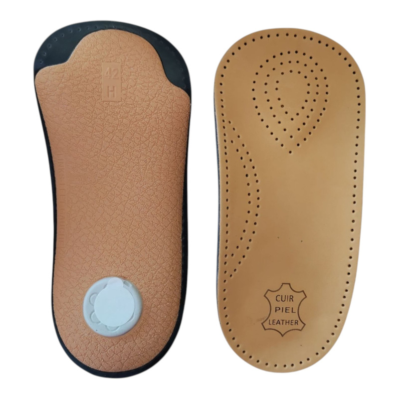 Plantilla 3/4 Anatómica de Piel Natural | Soporte del Arco en Calzado Ajustado | Wabfeet